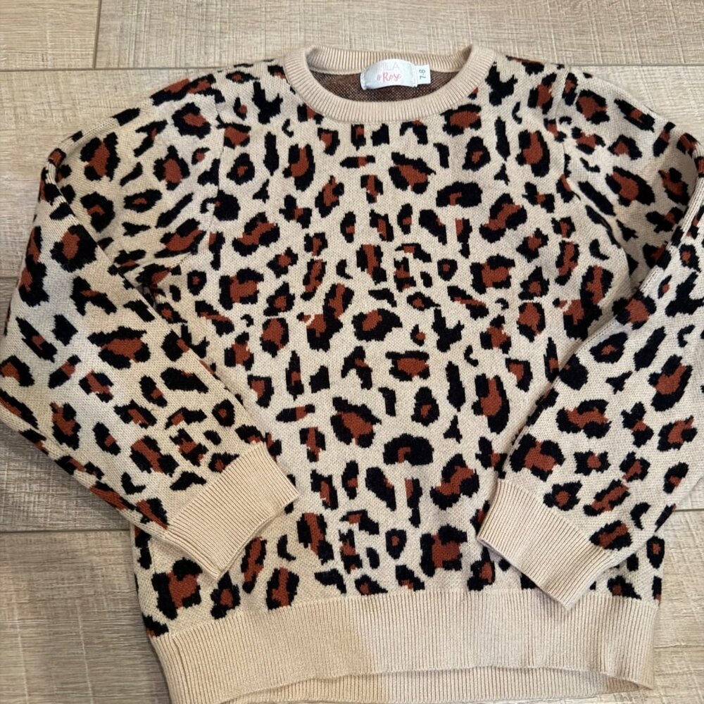 MILA & ROSE GIRLS LEOPARD PRINT SWEATER 7/8